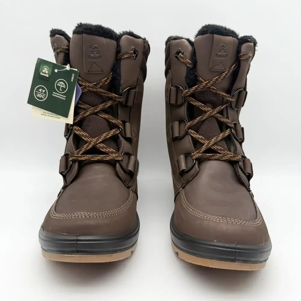 Kamik Womens Deity Mid Boots US 11 EU 42 Brown Leather Waterproof Insulated NWT